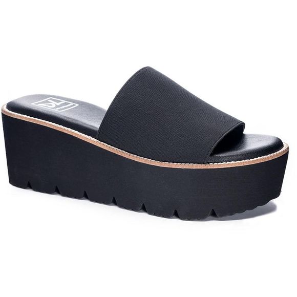 Dirty Laundry Shoes - Dirty Laundry  BRAND Womens Pivot Black Stretch Flatform Slide Sandals Shoes NWB